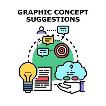Graphic concept suggestions generating creative ideas process 库存插图