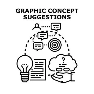 Graphic concept suggestions generating creative ideas process Stock Illustration