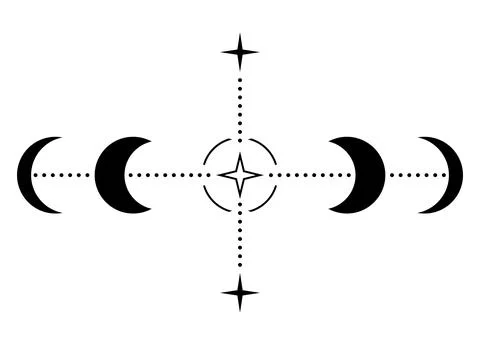 Graphic cycle moon illustration. Simple graphic style. Universal use. Black o Stock Illustration