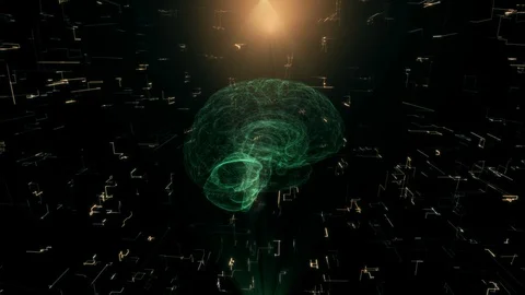 Graphic design of 3d animation of the human brain. Scanning of the AI concept Stock Footage 124539248