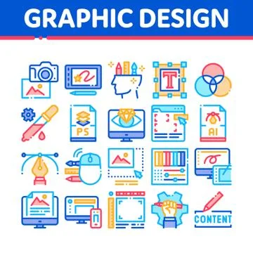 Graphic Design And Creativity Icons Set Vector Illustrazione stock