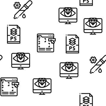 Graphic Design And Creativity Seamless Pattern Vector Stock Illustration