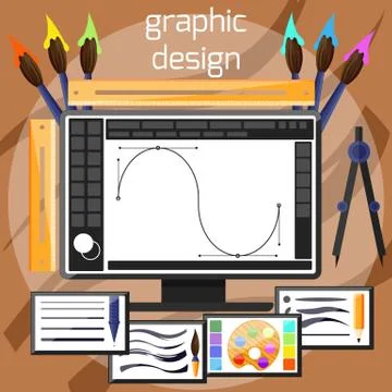 Graphic design and designer tools concept Stock Illustration