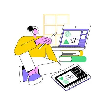 Graphic design classes isolated cartoon vector illustrations. Illustrazione stock