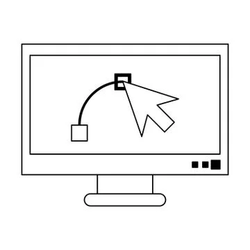 Graphic design computer software black and white Stock Illustration