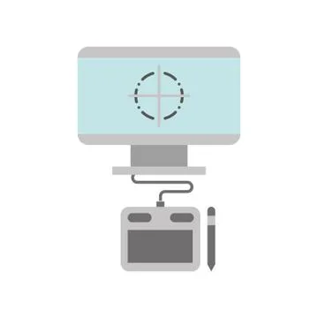 Graphic design computer tablet digital pen Stock Illustration