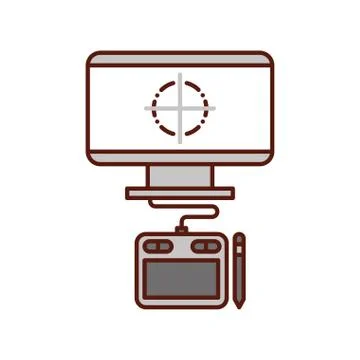 Graphic design computer tablet digital pen Stock Illustration