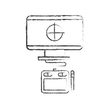 Graphic design computer tablet digital pen Illustrazione stock