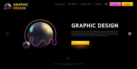 Graphic Design Courses Website Template Stock Illustration