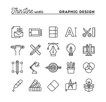 Graphic design, creative package, stationary, software and more. Stock Illustration