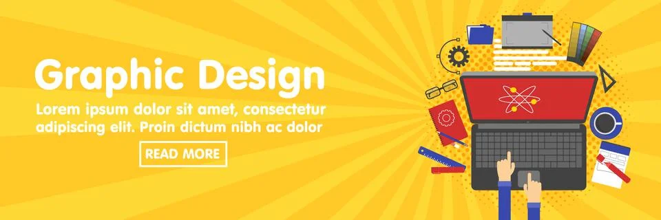 Graphic design, designer tools and software banner template Stock Illustration