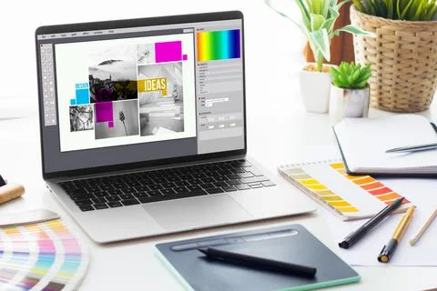 Graphic design desktop Stock Illustration