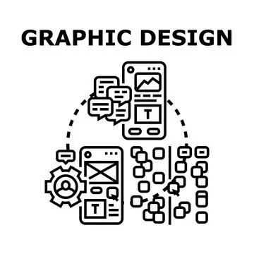 Graphic design developing mobile application user interface layout Stock Illustration