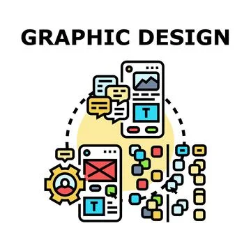 Graphic design developing mobile application user interface layout Stock Illustration