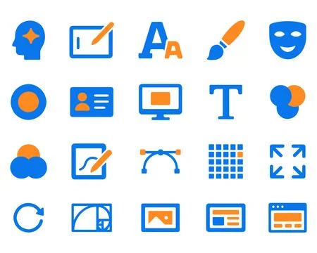 Graphic design elements and creative resources with communication and brand.. Stock Illustration