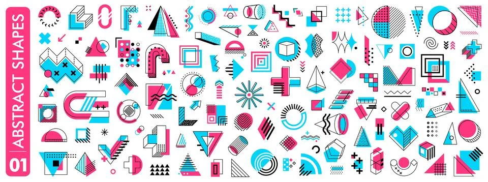 Graphic design elements and memphis shapes 스톡 일러스트