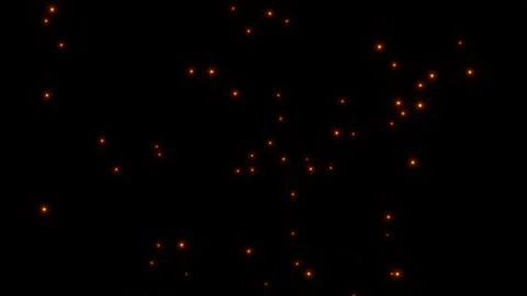 Graphic design elements animation of flying fiery particles illuminated orange Stock Footage 297376486