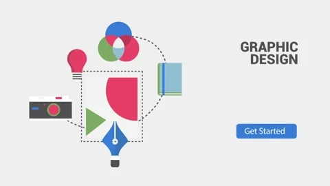 Graphic Design Elements With Camera, Light Bulb, Book Icon, Digital Art Theme 스톡 동영상 341922440
