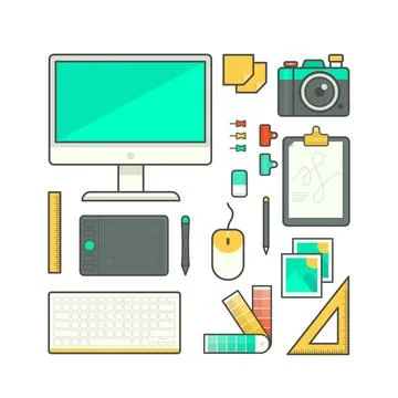 Graphic design elements collection in flat style Illustrazione stock