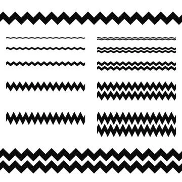 Graphic design elements - zigzag line divider set Stock Illustration