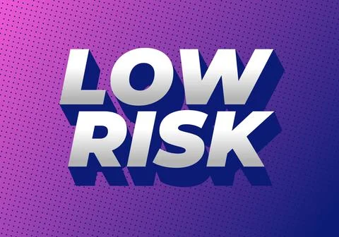 A graphic design featuring the bold text LOW RISK in modern, three dimensio.. Stock Illustration