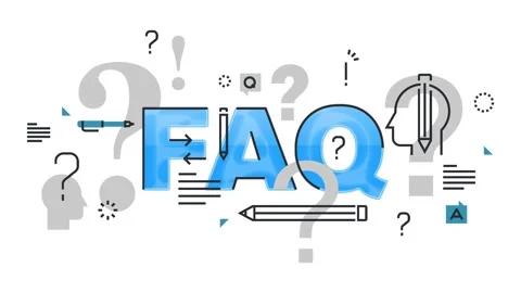 Graphic design featuring FAQ text with question marks and symbols Stock Footage 340282542