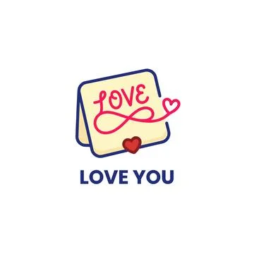 Graphic design featuring a message card with 'LOVE' text, a pink ribbon formi Stock Illustration