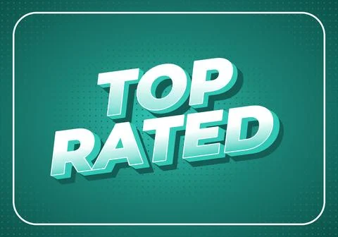 A graphic design featuring the words Top Rated in bold, three dimensional t.. Stock Illustration