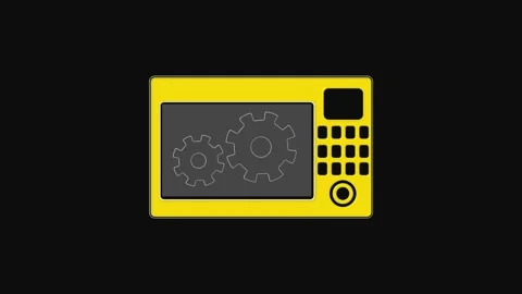 Graphic design with gear icon on yellow. Graphic design with gear icon grey.. Stock Footage 337021166