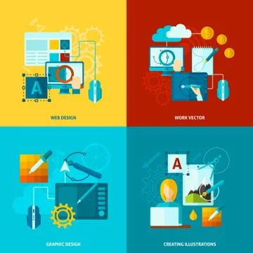 Graphic Design Icons Flat Stock Illustration