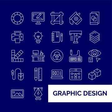 Graphic Design icons set for website and mobile site and apps. Stock Illustration