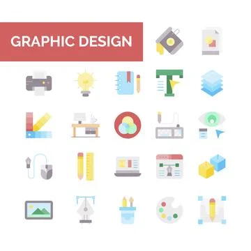 Graphic Design icons set for website and mobile site and apps. Stock Illustration