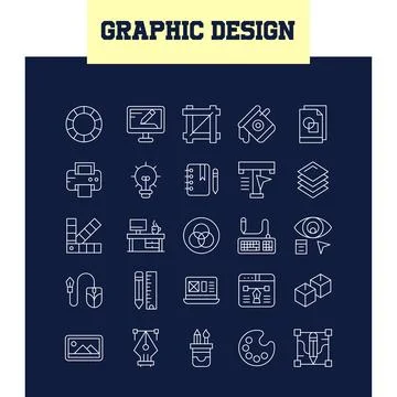 Graphic Design icons set for website and mobile site and apps. Stock Illustration
