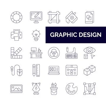 Graphic Design icons set for website and mobile site and apps. Stock Illustration