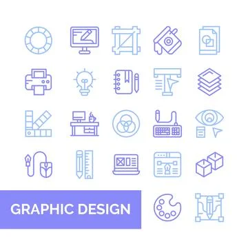 Graphic Design icons set for website and mobile site and apps. Stock Illustration