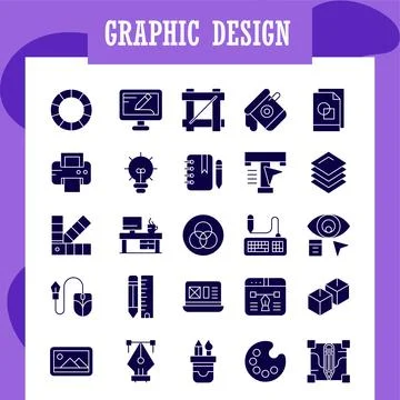 Graphic Design icons set for website and mobile site and apps. Stock Illustration