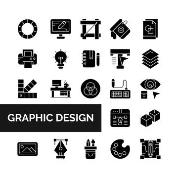 Graphic Design icons set for website and mobile site and apps. Stock Illustration