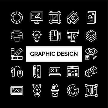 Graphic Design icons set for website and mobile site and apps. Stock Illustration
