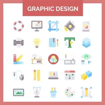 Graphic Design icons set for website and mobile site and apps. Stock Illustration