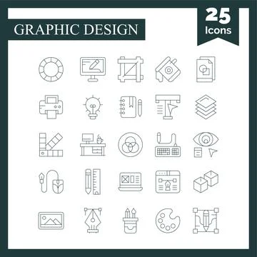 Graphic Design icons set for website and mobile site and apps. Stock Illustration