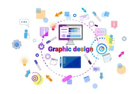 Graphic Design Idea Concept Creative Process Web Development Programming Banner Illustrazione stock