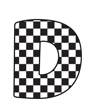 A graphic design illustration featuring d with letter d, checkered pattern, b Stock Illustration