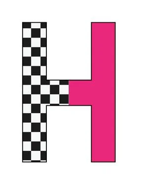 A graphic design illustration featuring h with letter h, checkered pattern, p Stock Illustration