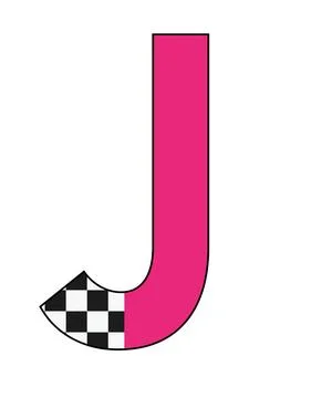 A graphic design illustration featuring j with letter j, checkered pattern, p Stock Illustration