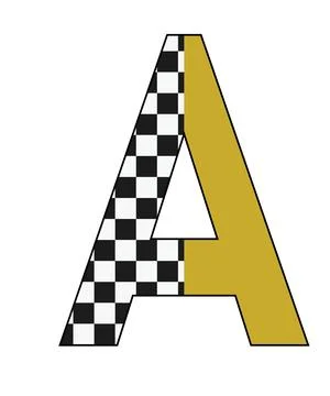 A graphic design illustration featuring a with letter a, checkered pattern, g Stock Illustration