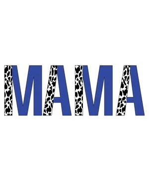 A graphic design illustration featuring mama with block letters, cow print, s Stock Illustration