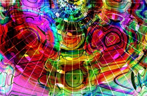 Graphic design illustration of notes and note lines in circle structure, music Stock Illustration
