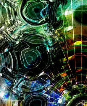 Graphic design illustration of notes and note lines in circle structure, music Stock Illustration