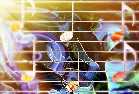 Graphic design illustration of notes and note lines, music concept Stock Illustration