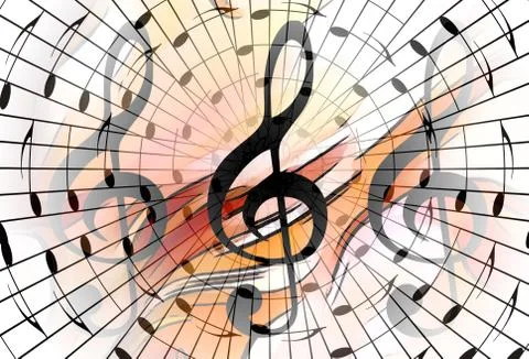 Graphic design illustration of notes and note lines, music concept Stock Illustration